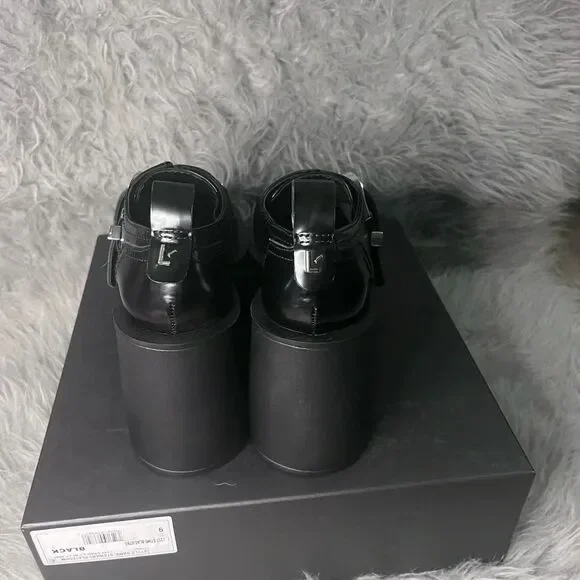 NIB LARROUDÉ Stewart Platform Oxford In Black Leather - Picture 7 of 13